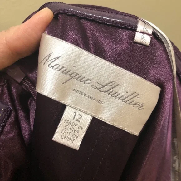 Monique Lhuillier Strapless Chiffon Gown Purple 12 - Picture 10 of 15